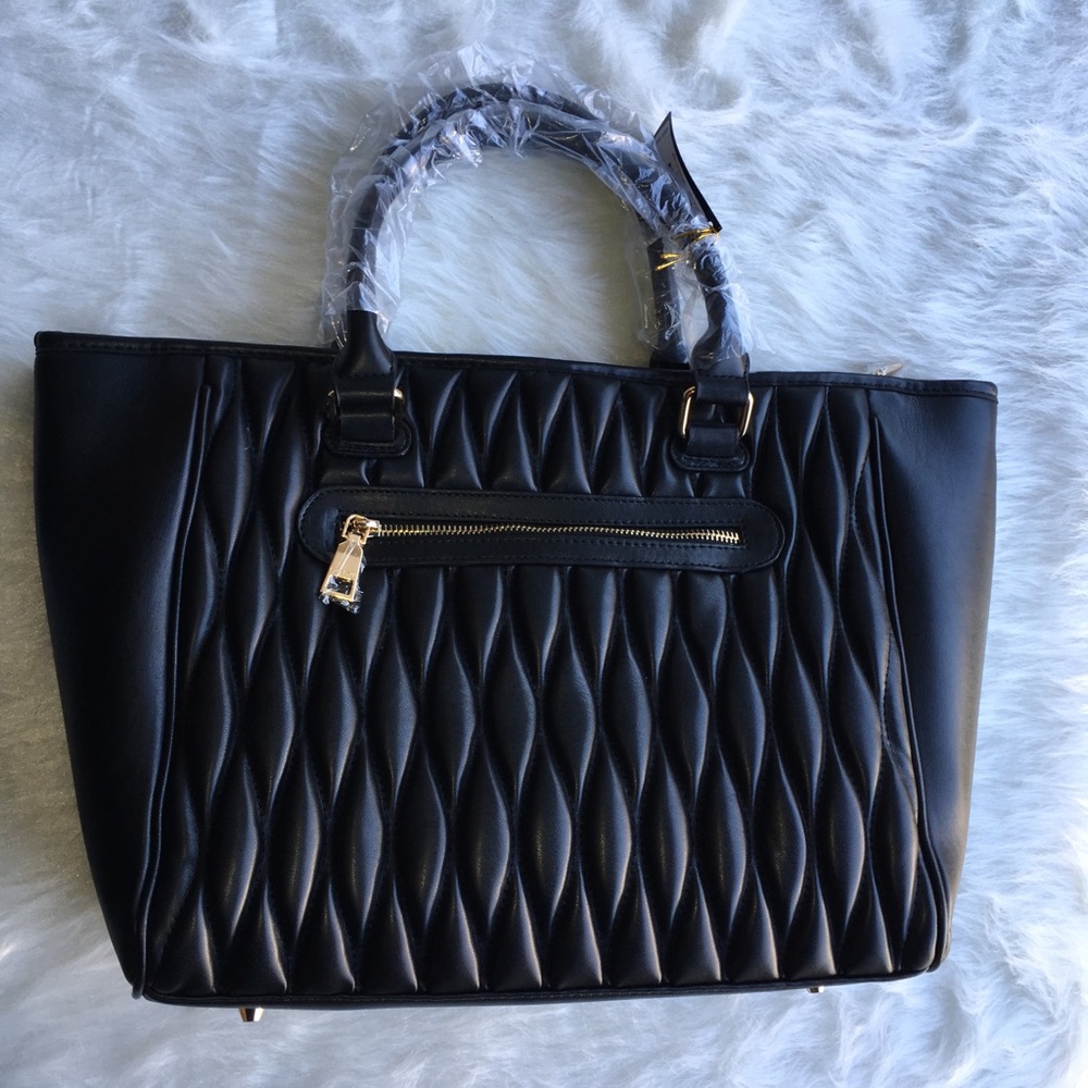 🌹👜💎bebe Diamanda Tote Black Quilted Mini Studs - Picture 7 of 8